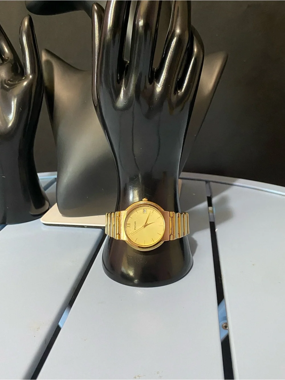 Pulsar Gold Watch Gold watch with gold dial, gold bracelet, and gold